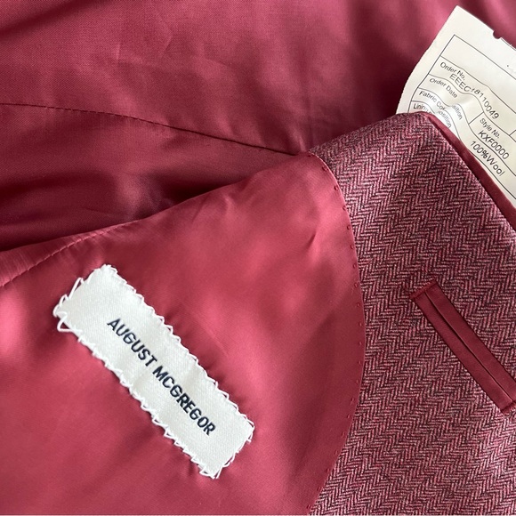 August McGregor Cranberry Herringbone Wool Sport Coat - 38 - Picture 4 of 5